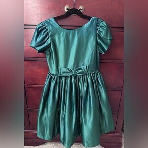NWT Janie and Jack Green Satin Dress with Bow